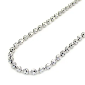 10K White Gold Staggering Solid Diamond Cut Moon Chain in 10K White Gold