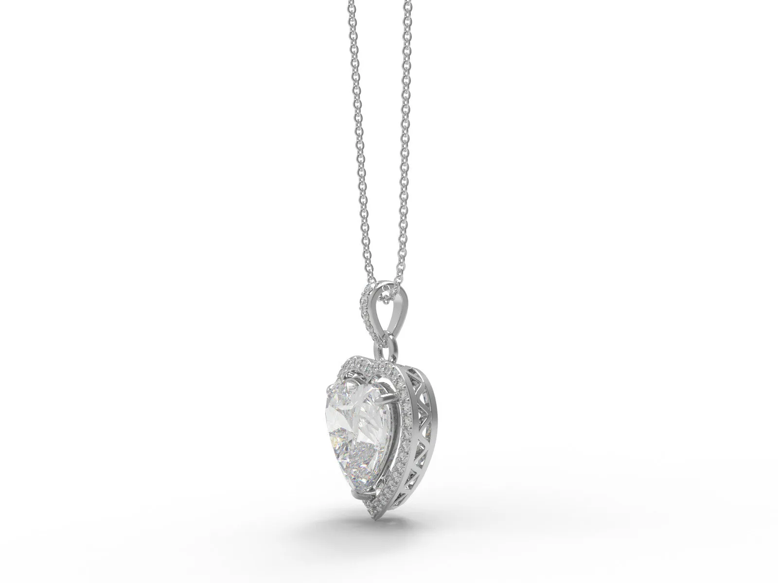 12MM Heart Shape Moissanite 925 Sterling Silver Floating Halo Women Necklace