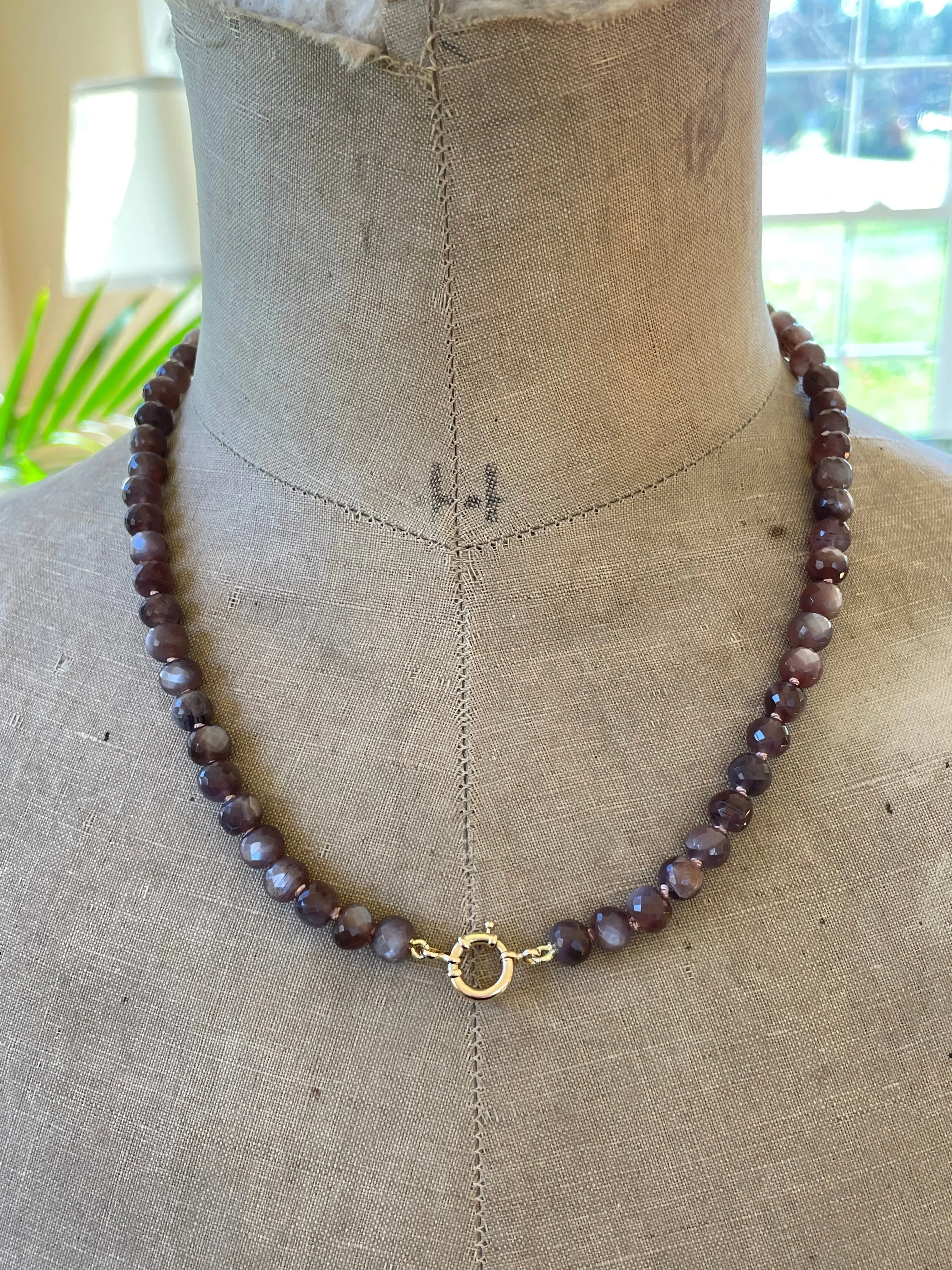 14k Chocolate Moonstone Necklace
