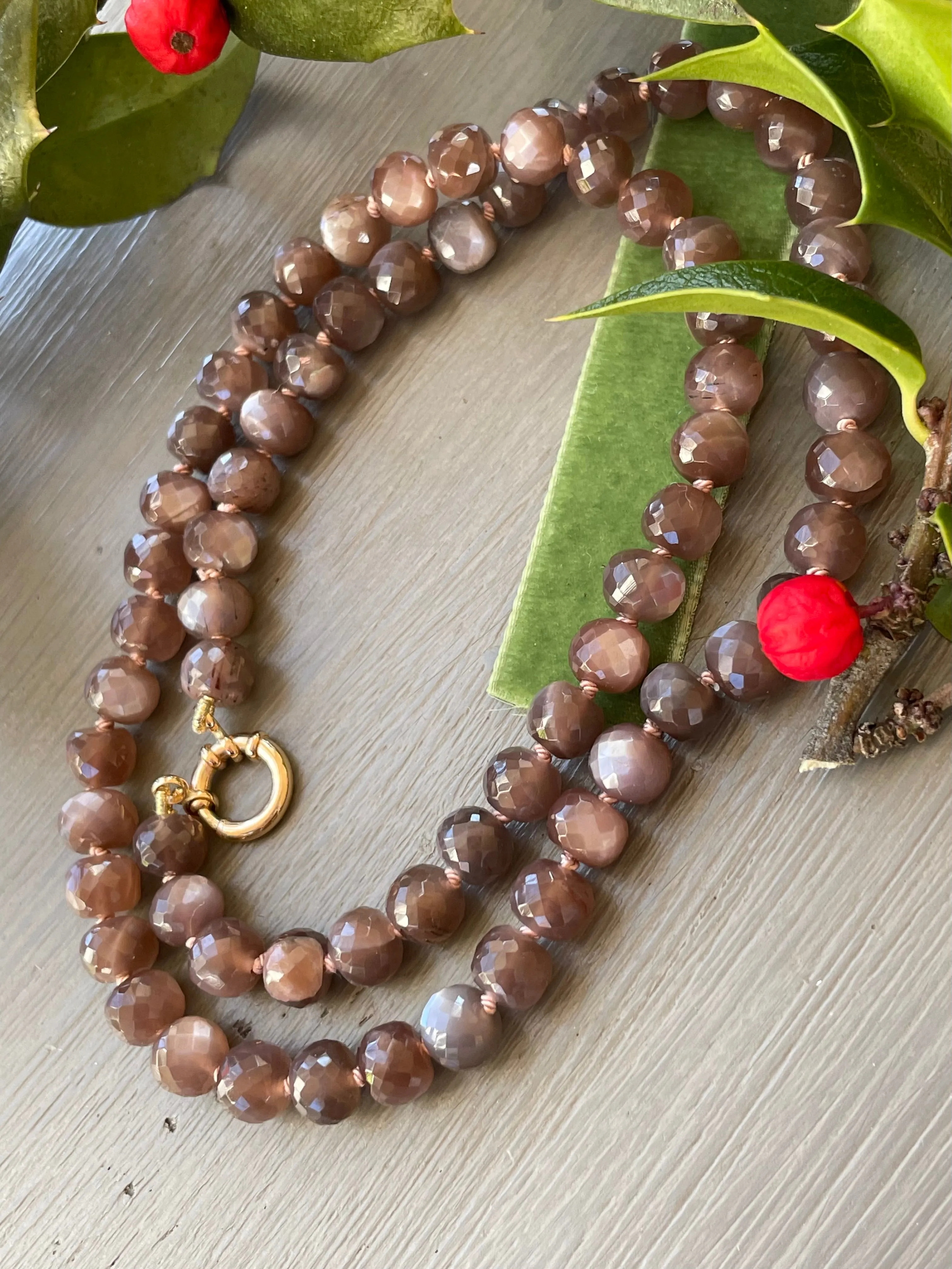 14k Chocolate Moonstone Necklace