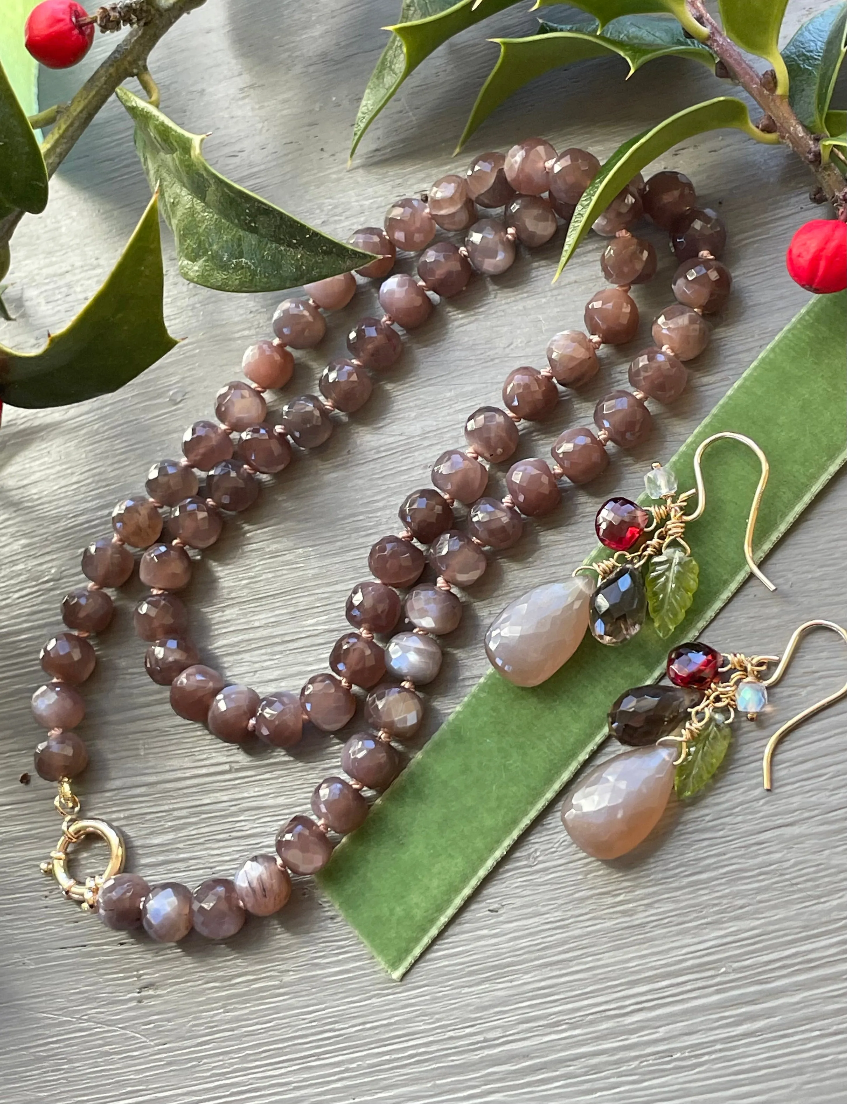 14k Chocolate Moonstone Necklace