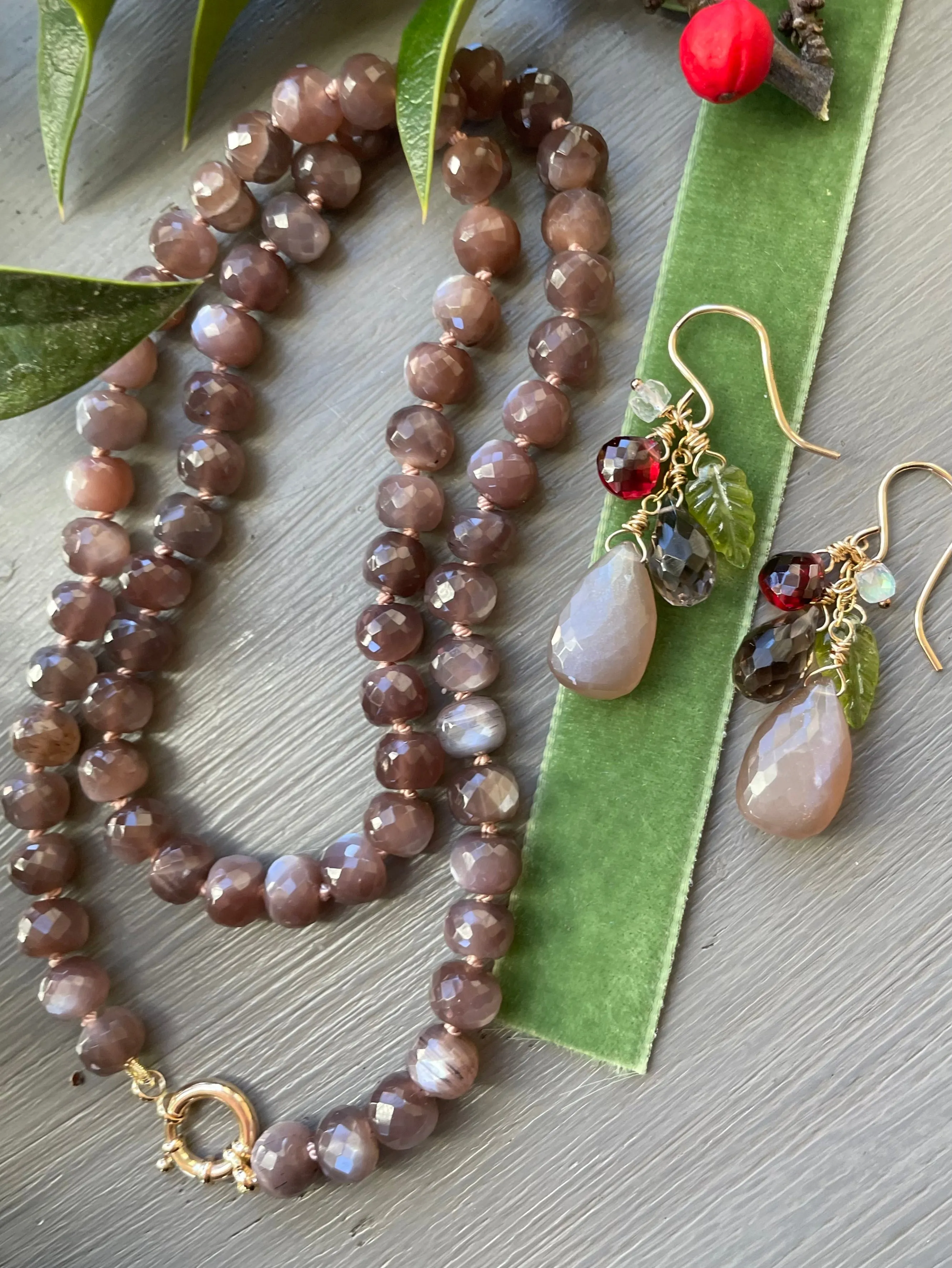 14k Chocolate Moonstone Necklace