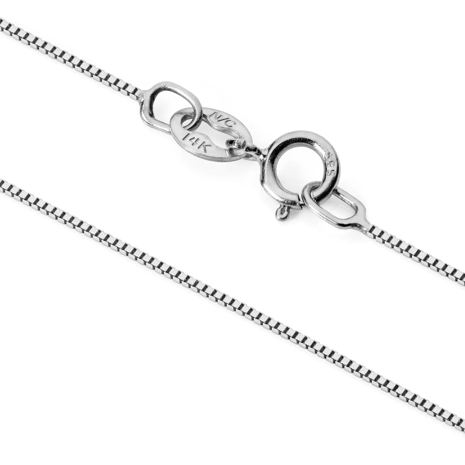 14K Solid White Gold Pendant Necklace | Bezel Set Round Cut Cubic Zirconia Solitaire | 1.5 Carat | 16 Inch .60mm Box Link Chain