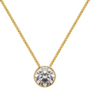 14K Solid Yellow Gold Pendant Necklace | Bezel Set Round Cut Cubic Zirconia Solitaire | 1.5 Carat | 18 Inch 1.0mm Box Link Chain