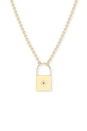 14k Star Set Diamond Padlock Necklace