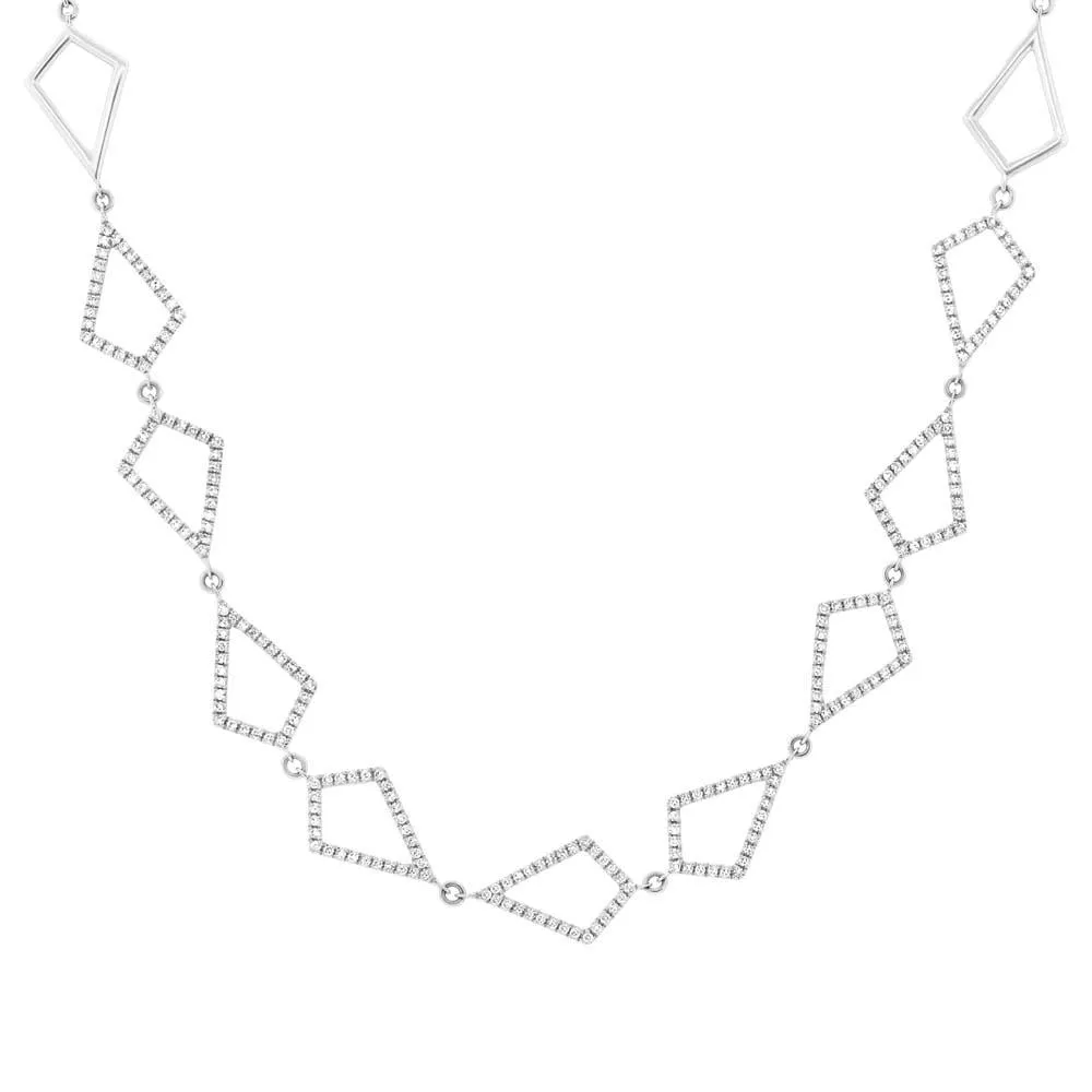 14k Unique White Gold Diamond Pave Choker Necklace - 0.56ct V0032