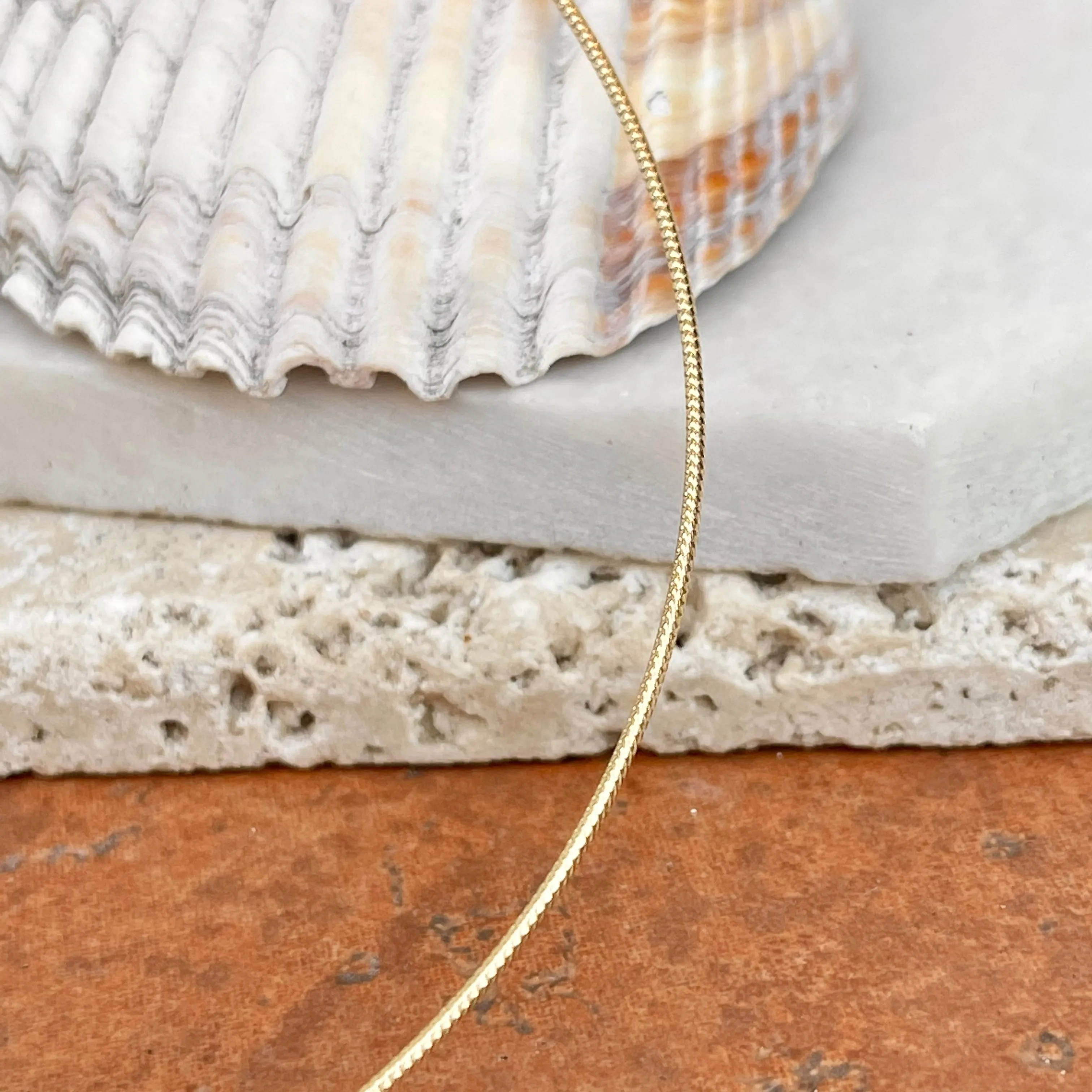 14KT Yellow Gold Thin 1mm Neck Wire Weave Chain Omega Necklace