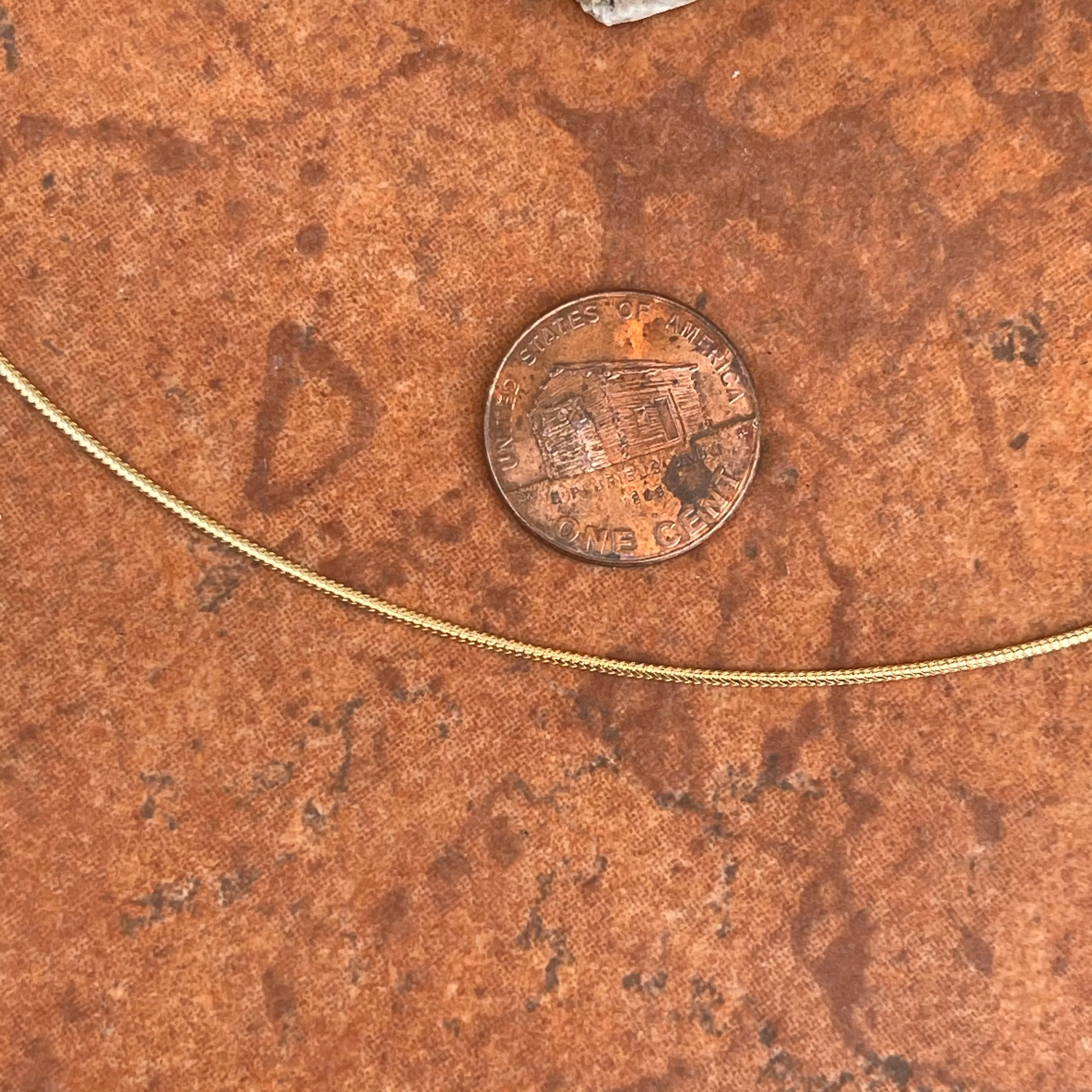 14KT Yellow Gold Thin 1mm Neck Wire Weave Chain Omega Necklace
