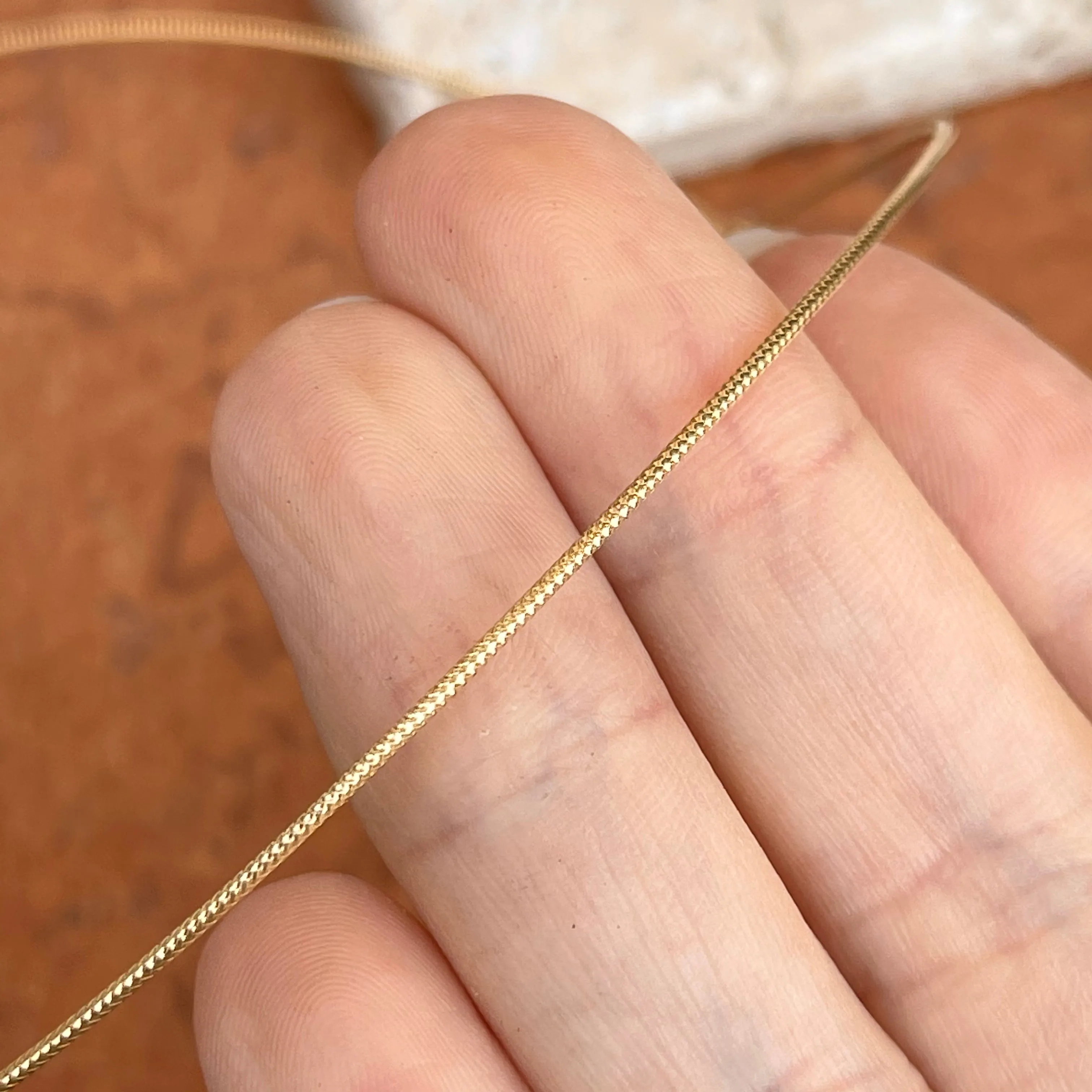 14KT Yellow Gold Thin 1mm Neck Wire Weave Chain Omega Necklace
