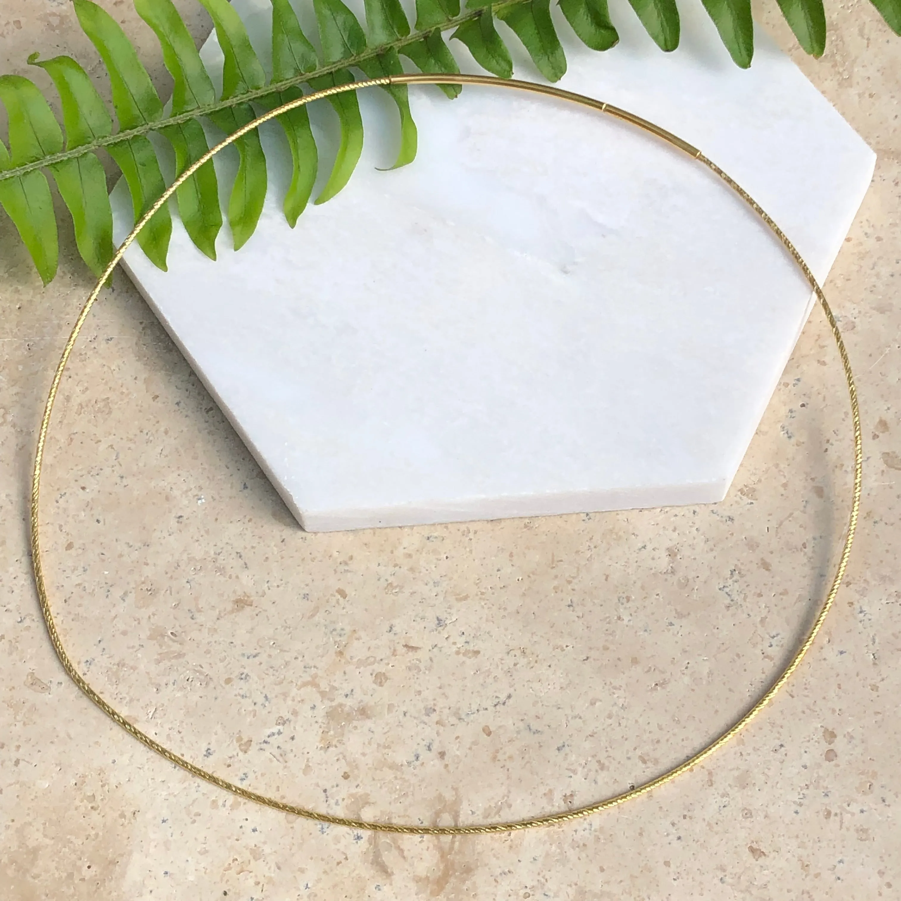 14KT Yellow Gold Vermeil Diamond Cut Weave Neck Wire Necklace 1.2mm