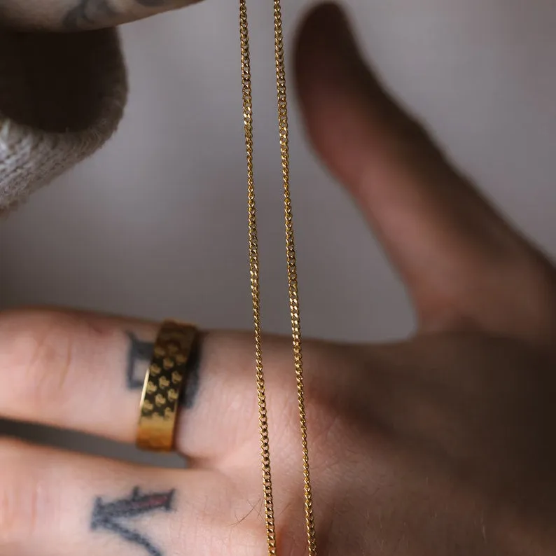 1.5mm Thin & Short Golden Curb Neck Chain For Men