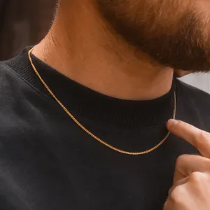1.5mm Thin & Short Golden Curb Neck Chain For Men