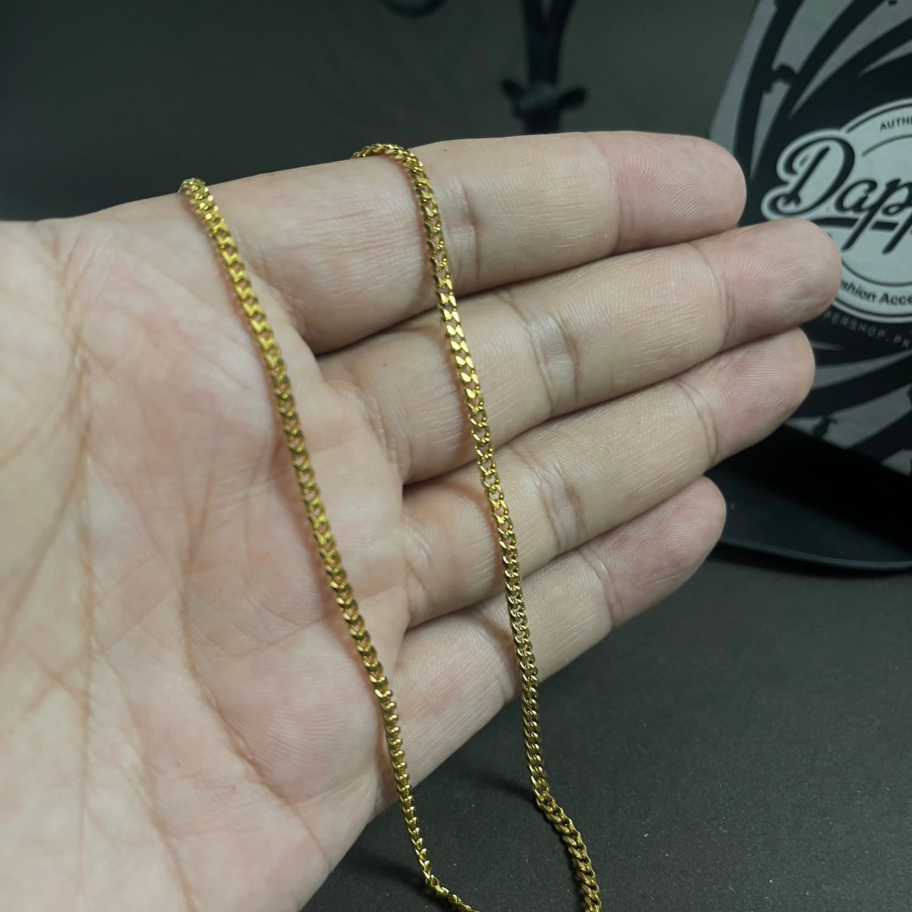 1.5mm Thin & Short Golden Curb Neck Chain For Men