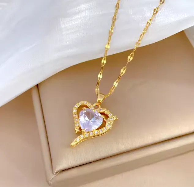 18k Gold Plated Necklace with Heart Pendant