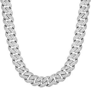 18mm Miami Cuban Emerald Cut Micro Pave Mens Curb Chain