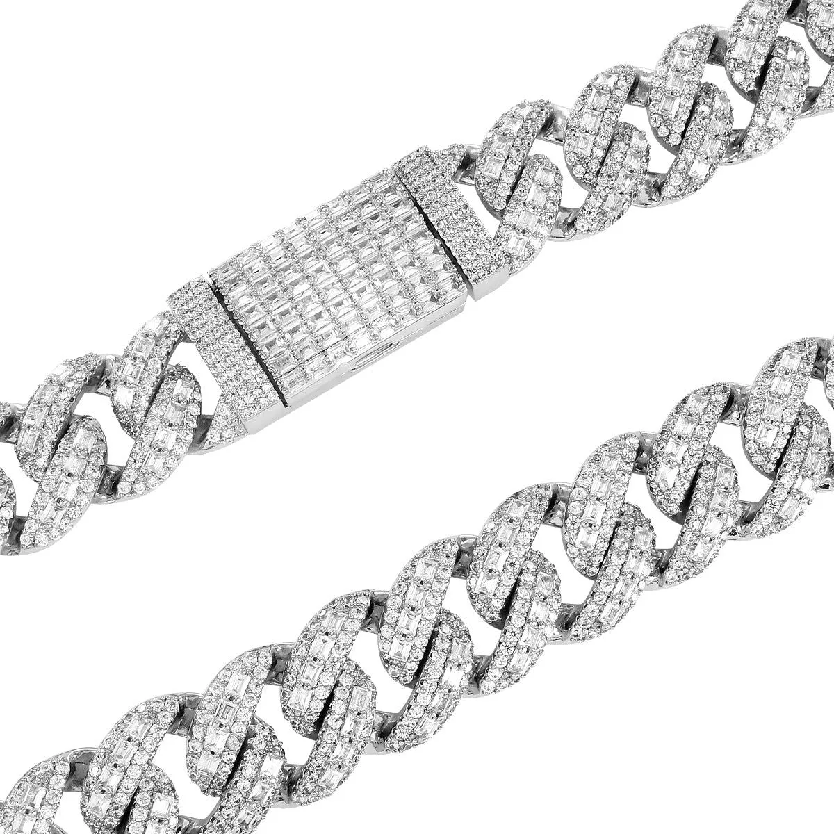 18mm Miami Cuban Emerald Cut Micro Pave Mens Curb Chain