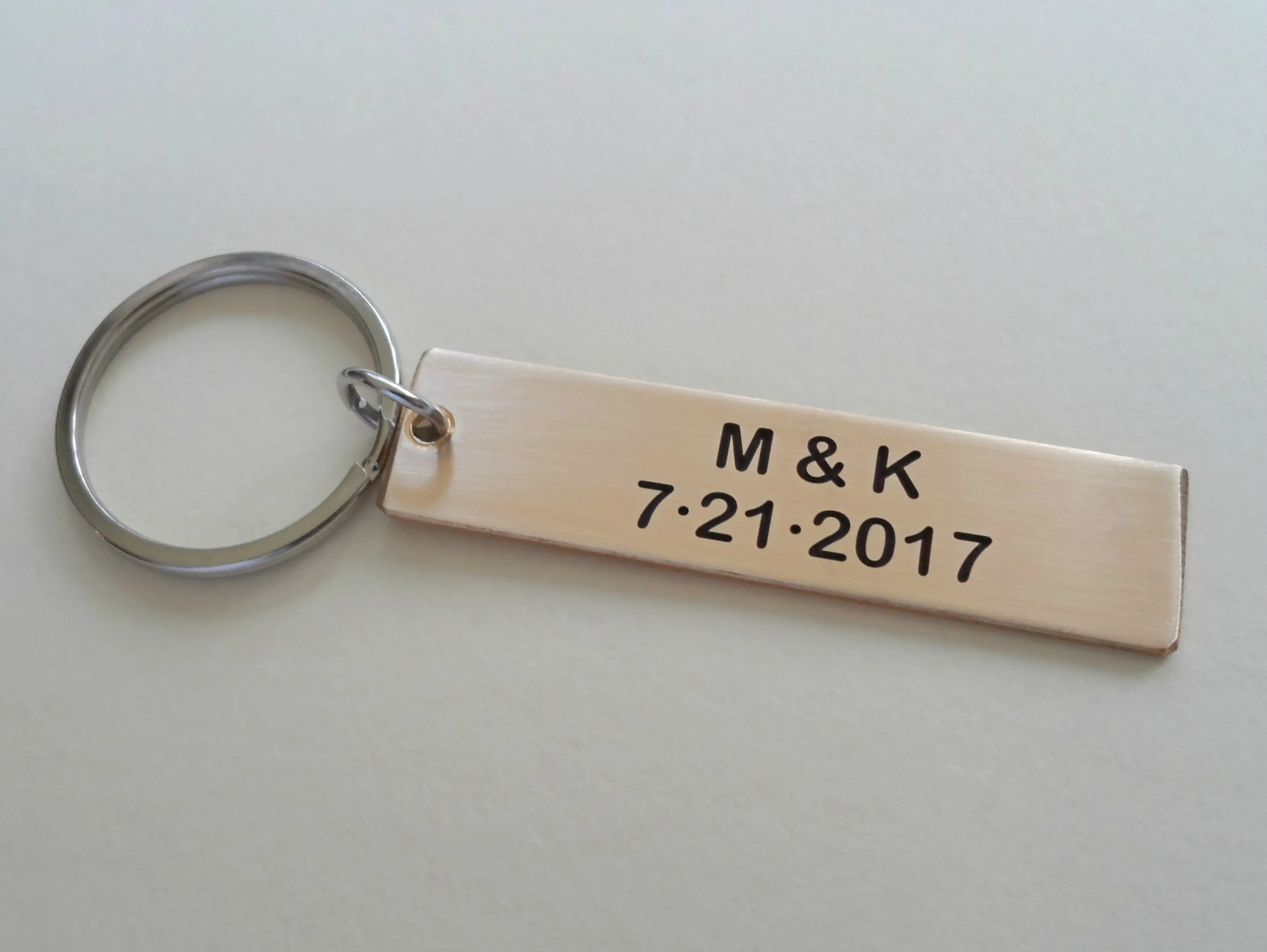 19 Year Anniversary Gift • Bronze Tag Keychain Engraved w/ "6,935 Days, Happy 19th" Handmade by Jewelry Everyday