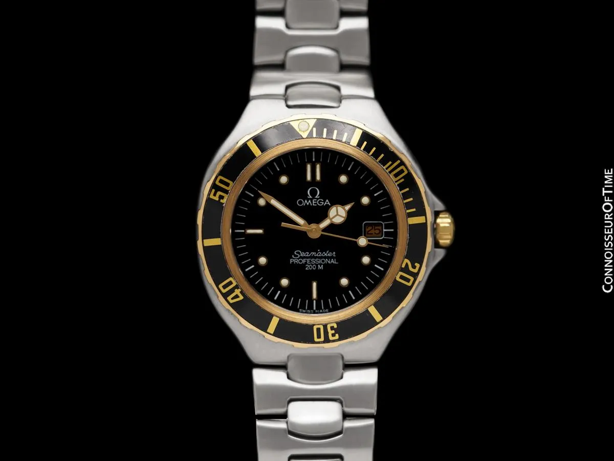 1990's Omega Seamaster 200M Pre-Bond Dive Watch, Date - Stainless Steel & 18K Gold
