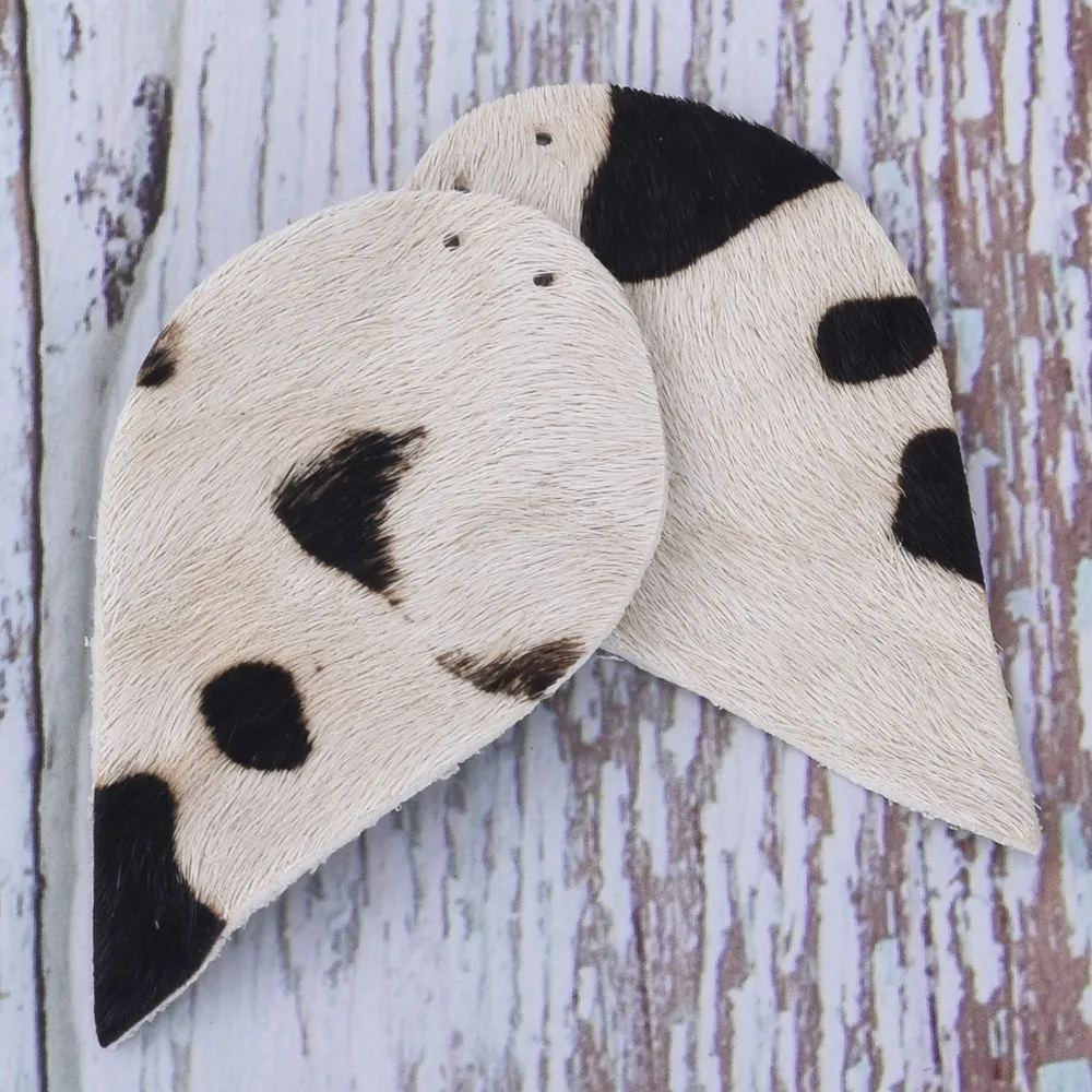 2 1/2"*1 3/8" Leopard Print Genuine Leather Teardrop earring shapes with 2 holes DIY earrings 2pcs 102458