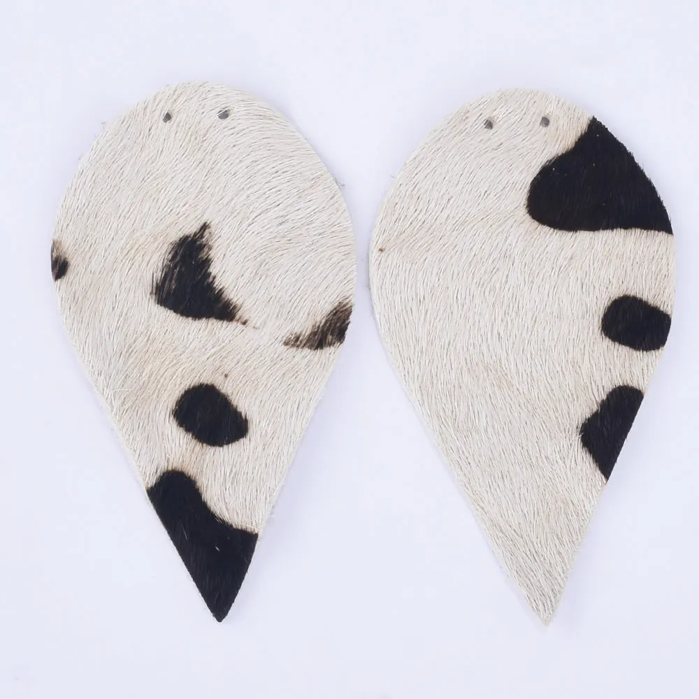2 1/2"*1 3/8" Leopard Print Genuine Leather Teardrop earring shapes with 2 holes DIY earrings 2pcs 102458