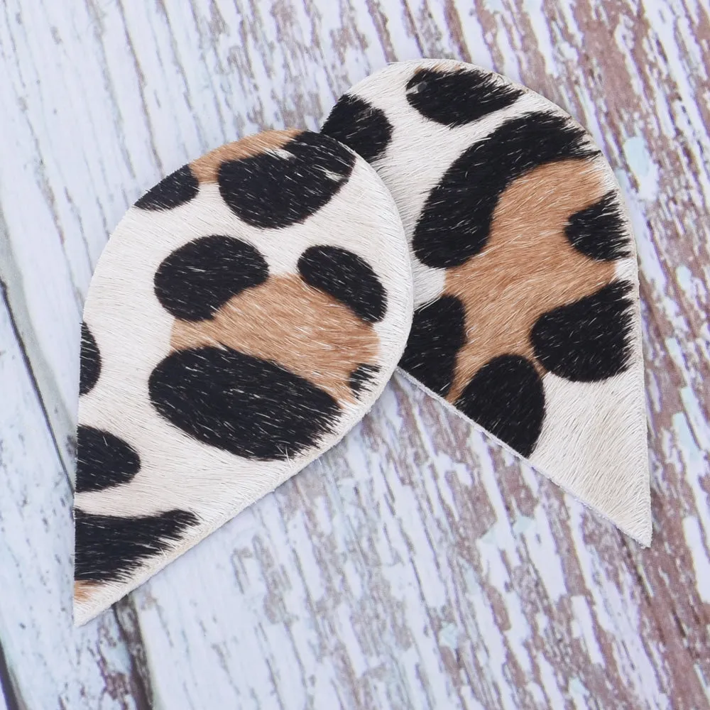 2 1/2"*1 3/8" Leopard Print Genuine Leather Teardrop earring shapes with 2 holes DIY earrings 2pcs 102458