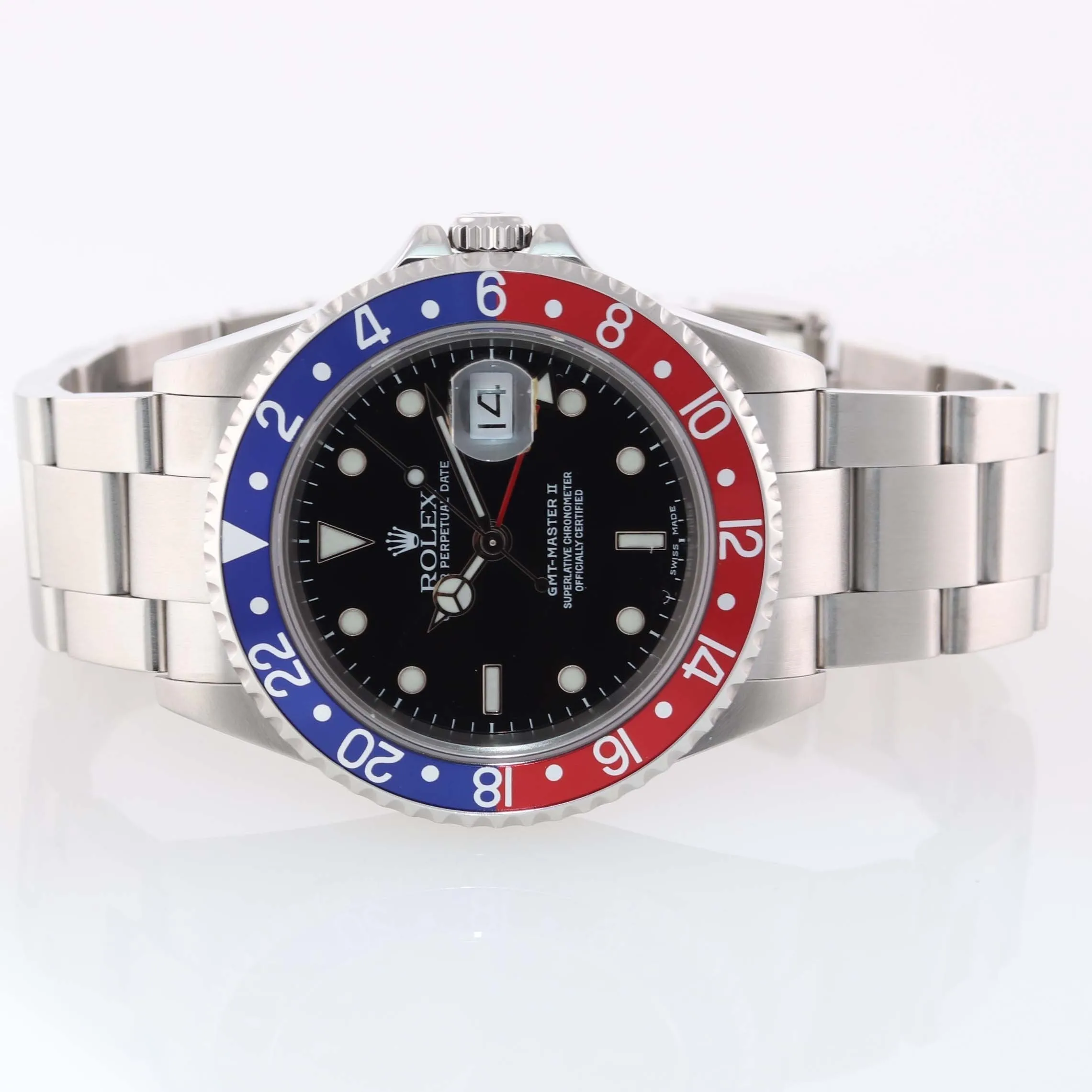2003 Rolex GMT-Master 2 Pepsi Steel Blue Red NO HOLES 16710 40mm Watch Box