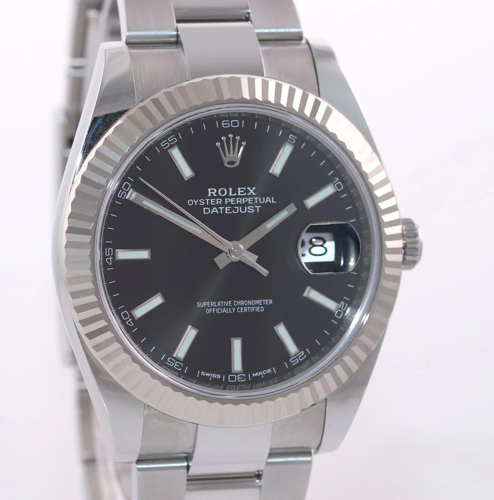 2020 NEW Rolex DateJust 41 126334 Black Dial Steel Fluted Oyster Band Watch Box