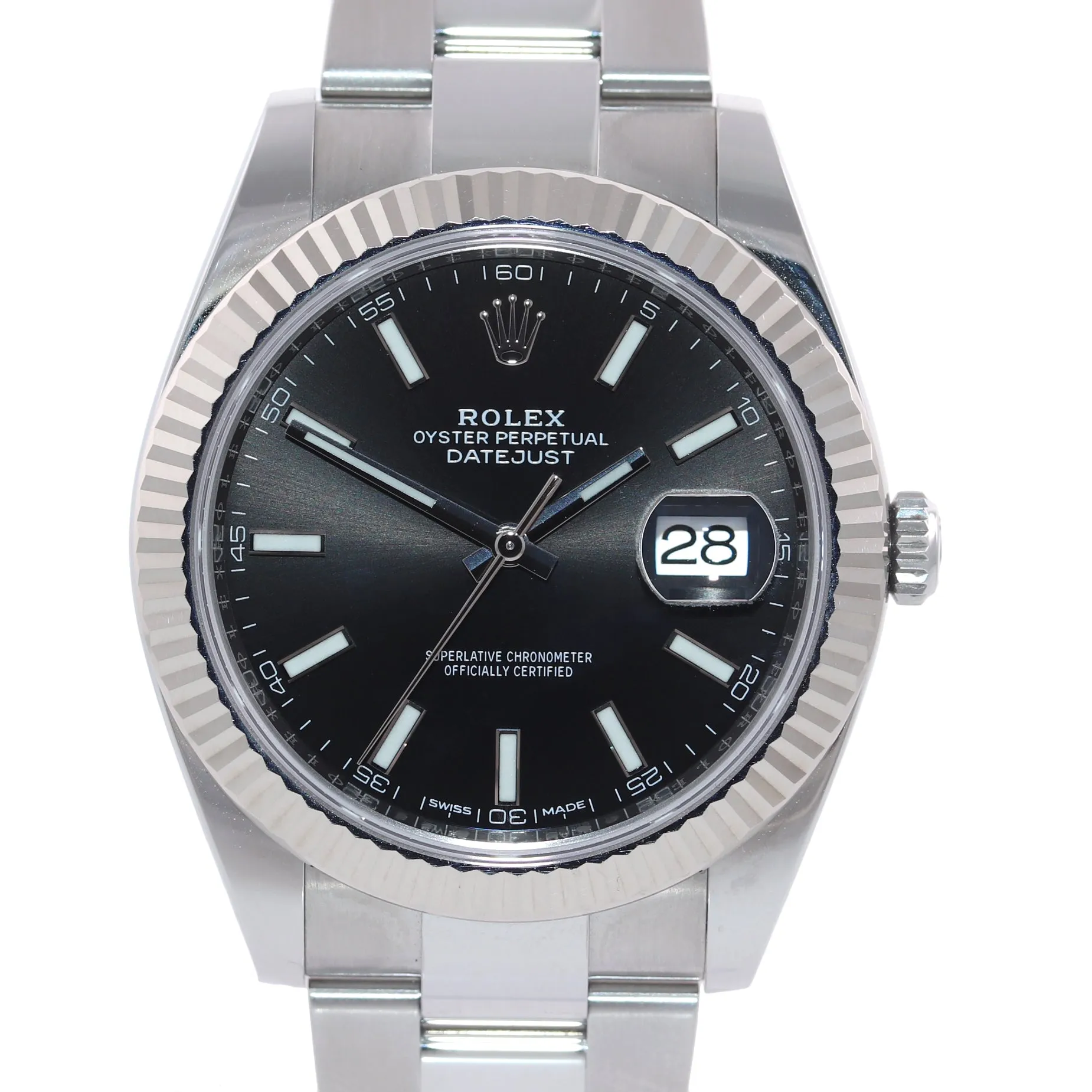 2020 NEW Rolex DateJust 41 126334 Black Dial Steel Fluted Oyster Band Watch Box
