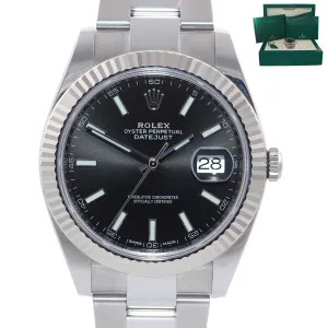 2020 NEW Rolex DateJust 41 126334 Black Dial Steel Fluted Oyster Band Watch Box
