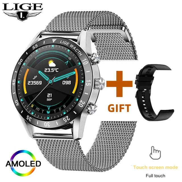 2022 LIGE New Bluetooth Call Smart Watch Men Full Touch waterproof Sports Fitness Watch Luxury Smart Watches For Men IOS Android