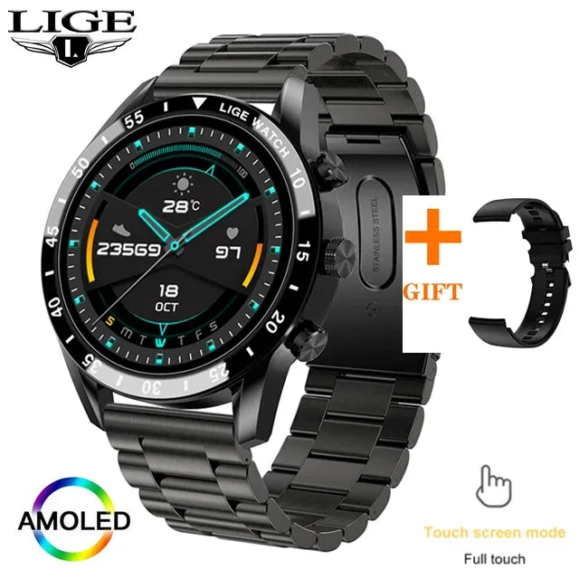 2022 LIGE New Bluetooth Call Smart Watch Men Full Touch waterproof Sports Fitness Watch Luxury Smart Watches For Men IOS Android