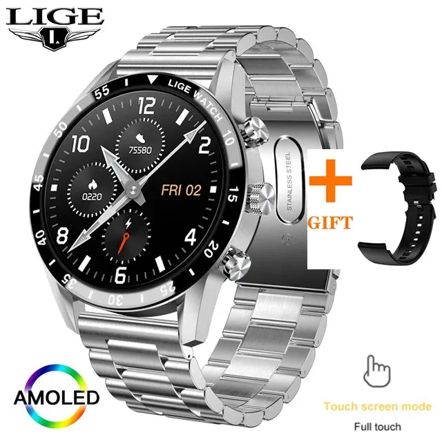 2022 LIGE New Bluetooth Call Smart Watch Men Full Touch waterproof Sports Fitness Watch Luxury Smart Watches For Men IOS Android