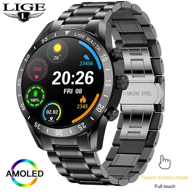 2022 LIGE New Bluetooth Call Smart Watch Men Full Touch waterproof Sports Fitness Watch Luxury Smart Watches For Men IOS Android