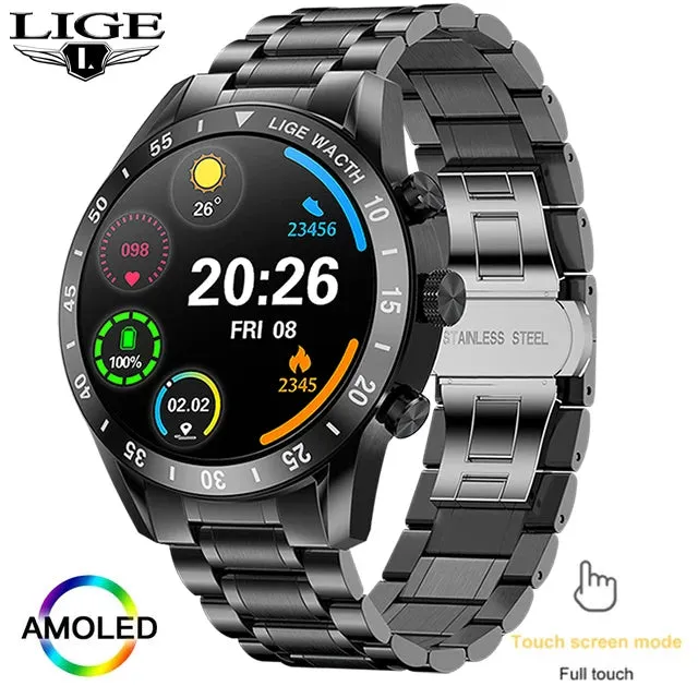 2022 LIGE New Bluetooth Call Smart Watch Men Full Touch waterproof Sports Fitness Watch Luxury Smart Watches For Men IOS Android
