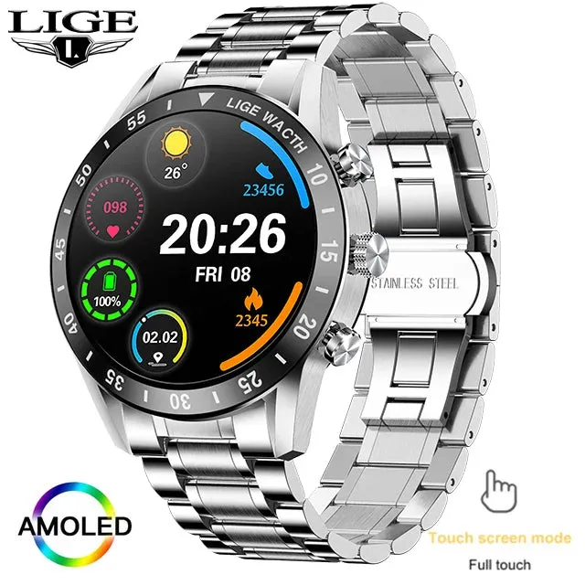 2022 LIGE New Bluetooth Call Smart Watch Men Full Touch waterproof Sports Fitness Watch Luxury Smart Watches For Men IOS Android