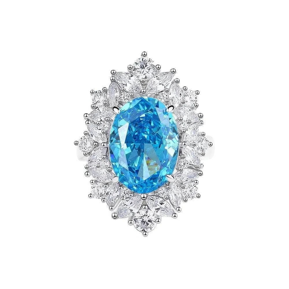 2.32 Ct Oval-Shaped Paved Crystal Lab Imitation Diamond Jewelry Set