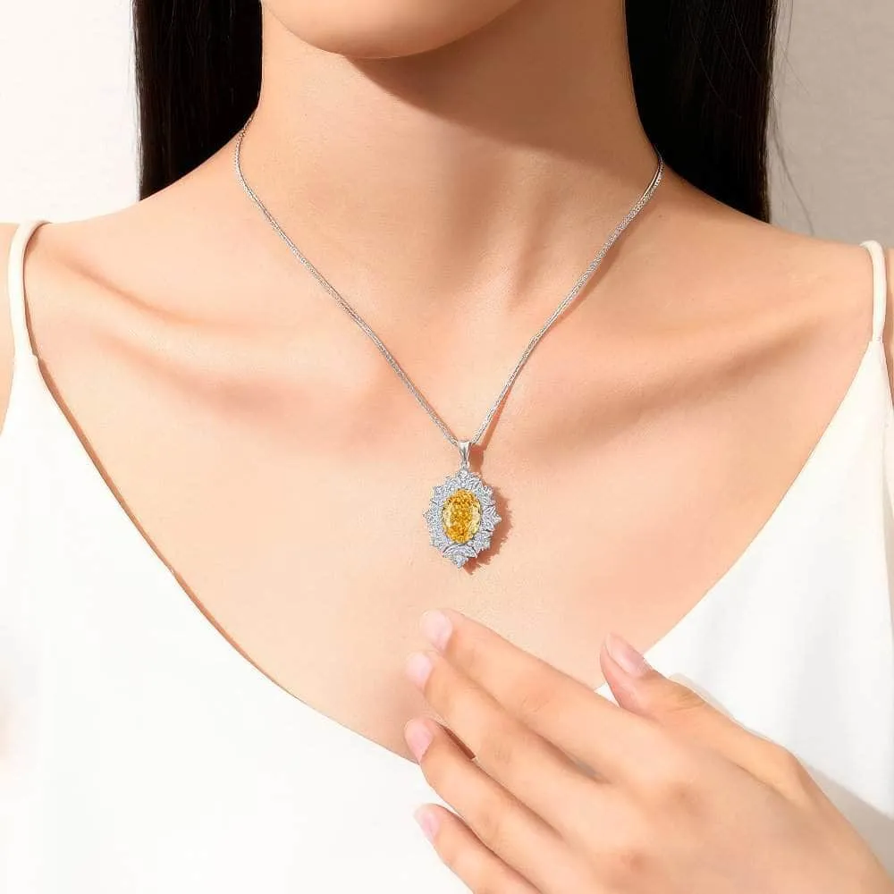 2.32 Ct Oval-Shaped Paved Crystal Lab Imitation Diamond Jewelry Set