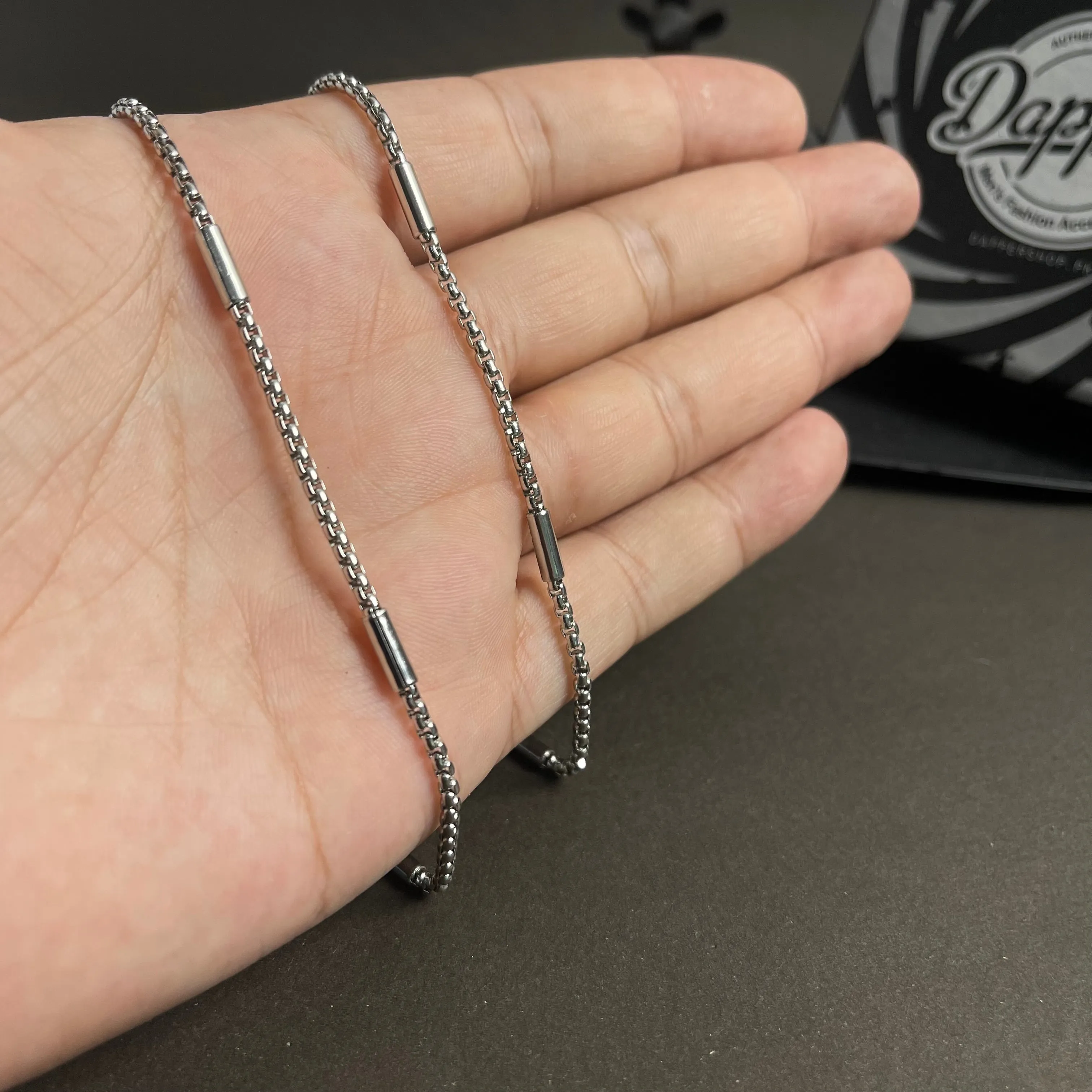 3mm Silver Trendy Box Neck Chain For Men