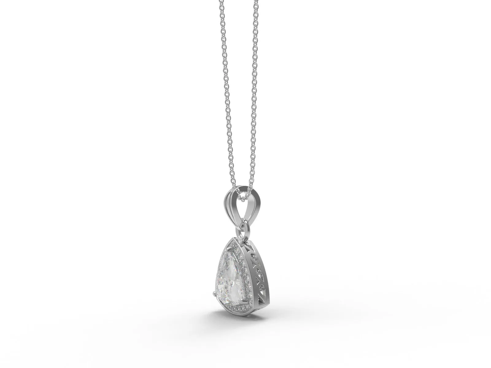 4.3Ctw Trillion Cut Moissanite 925 Sterling Silver Solitaire Halo Women Necklace