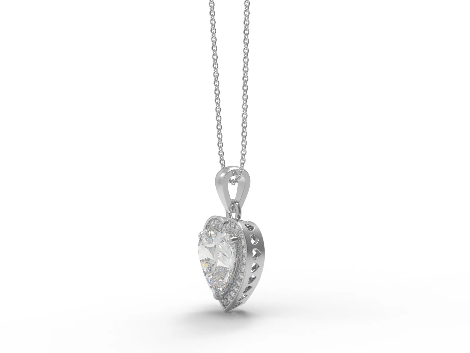 5.35Ctw Heart Shape Moissanite 925 Sterling Silver Solitaire Halo Women Necklace