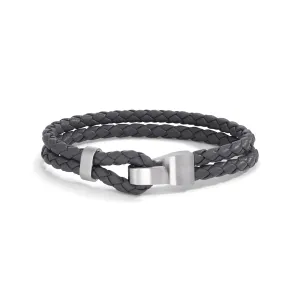 592626 TeNo Stainless Steel VADINO Leather Bracelet in Grey