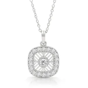 .70 CTTW Moissanite Caged Halo Pendant Necklace in 925 Sterling Silver