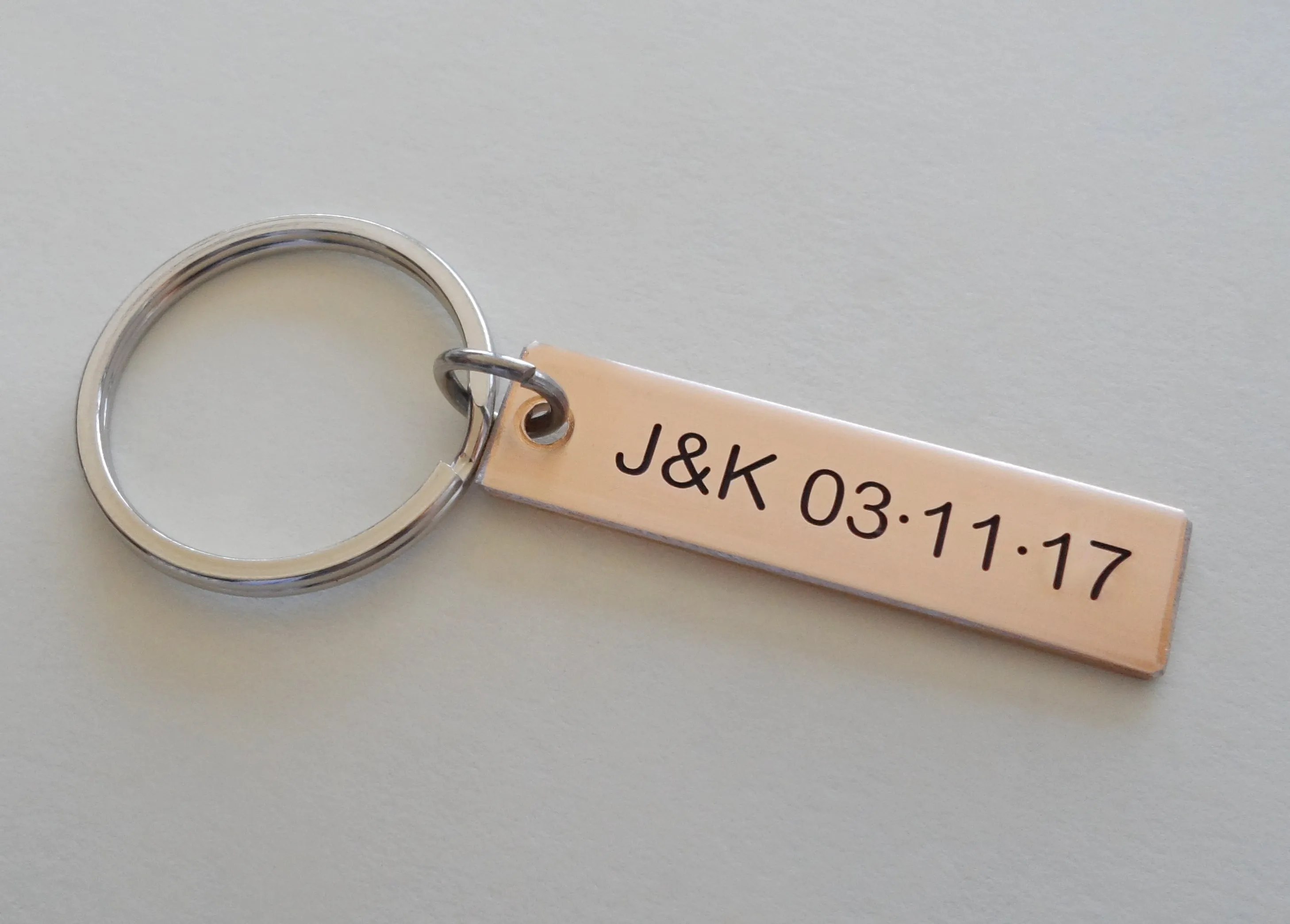 8 Year Anniversary Gift • Personalized Bronze Tag Keychain Engraved with Couples Initials by Jewelry Everyday