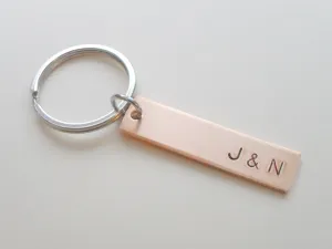 8 Year Anniversary Gift • Personalized Bronze Tag Keychain Engraved with Couples Initials by Jewelry Everyday