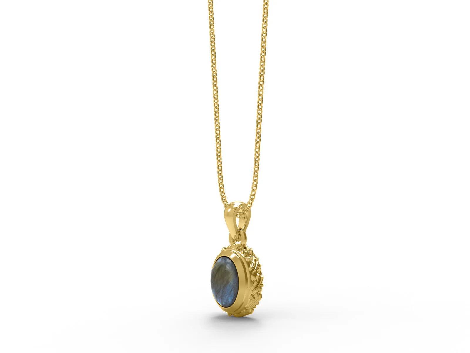 8X6MM Oval Labradorite Gemstone 925 Sterling Silver Solitaire Women Necklace