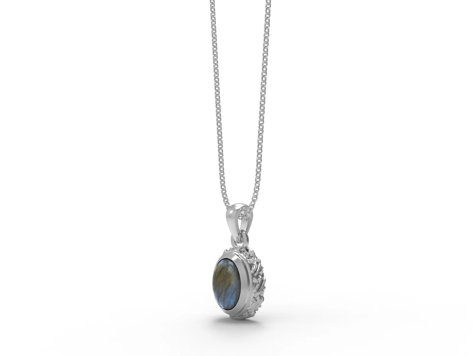 8X6MM Oval Labradorite Gemstone 925 Sterling Silver Solitaire Women Necklace