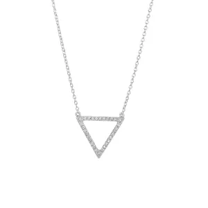 925 Sterling Silver Micro Pave Triangle Delta Necklace