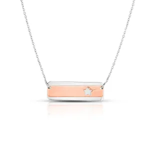 925 Sterling Silver Rose Gold Star Bar Necklace
