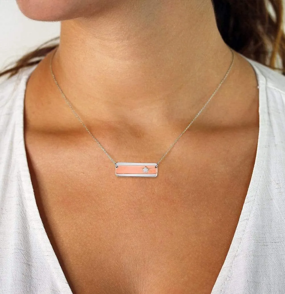 925 Sterling Silver Rose Gold Star Bar Necklace
