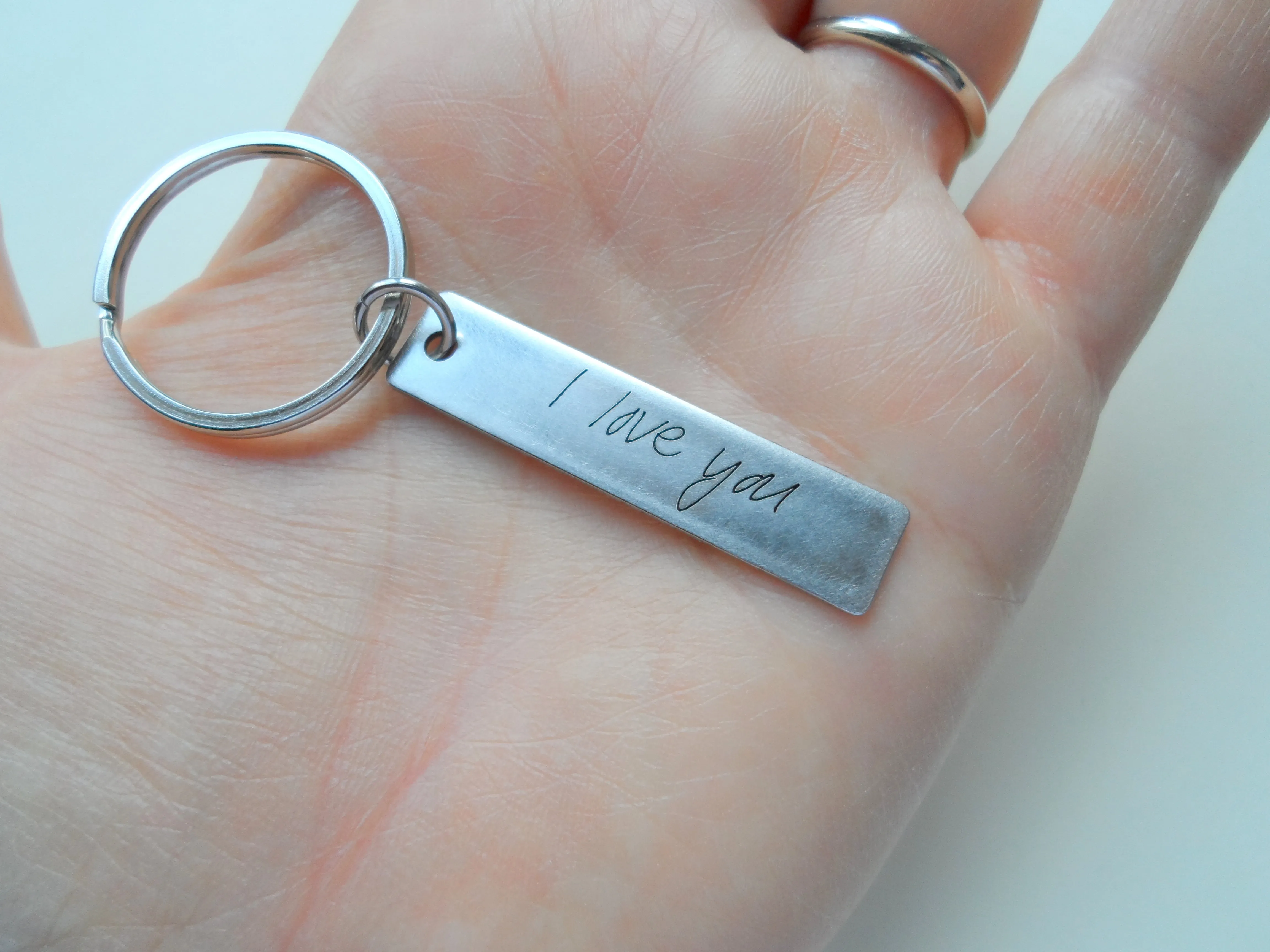 Anniversary Gift • Personalized Laser Engraved Handwriting Keychain, Couples Keychain for Anniversary or Memorial by Jewelry Everyday